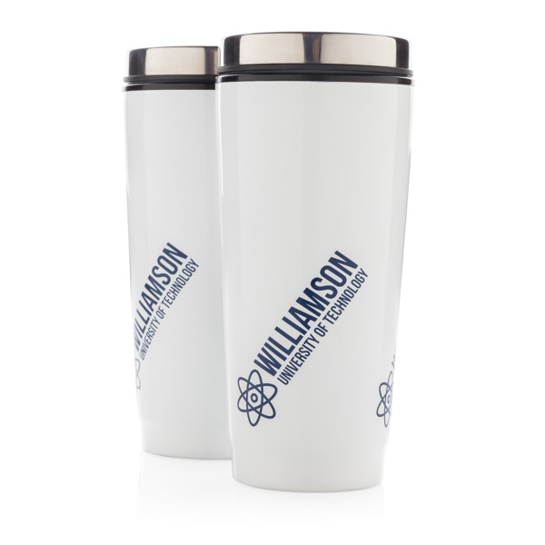 Kozarec Xd Collection 350 ml, pokrov na gumb - Bela