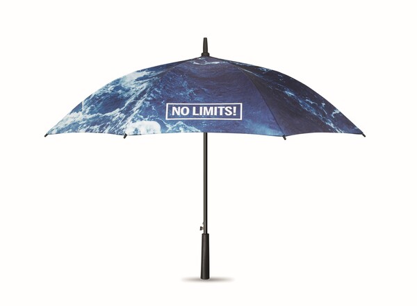 All-over printed ⌀102cm/23″ storm umbrella with rubberized handle - Full colour