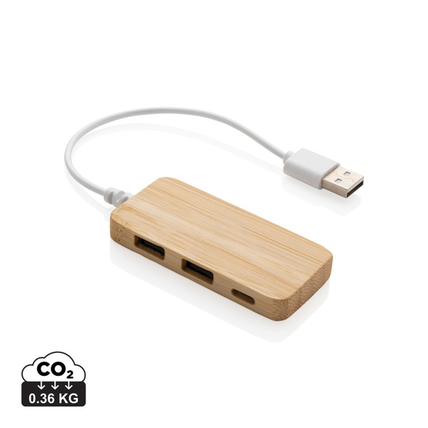 Bambusový USB hub s USB C