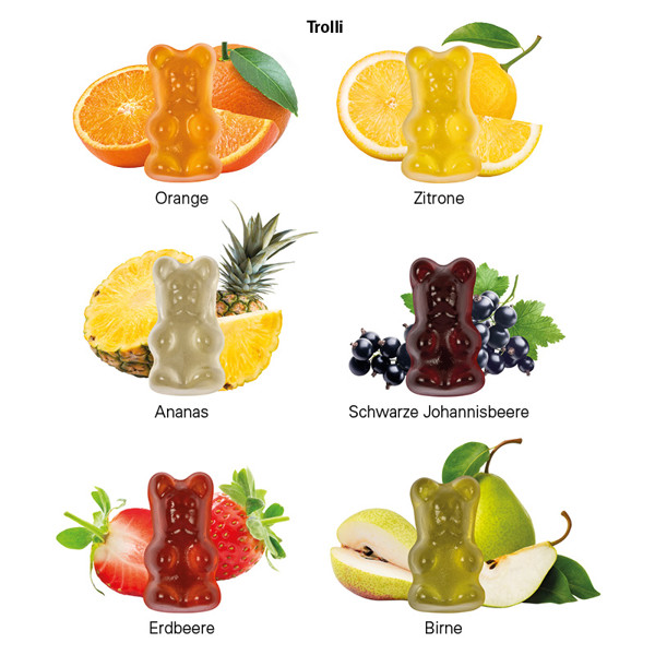 Minitüte,12 g, Folie transparent, Trolli Vegane Gummibärchen, 14% Fruchtsaft | Folie, transparent