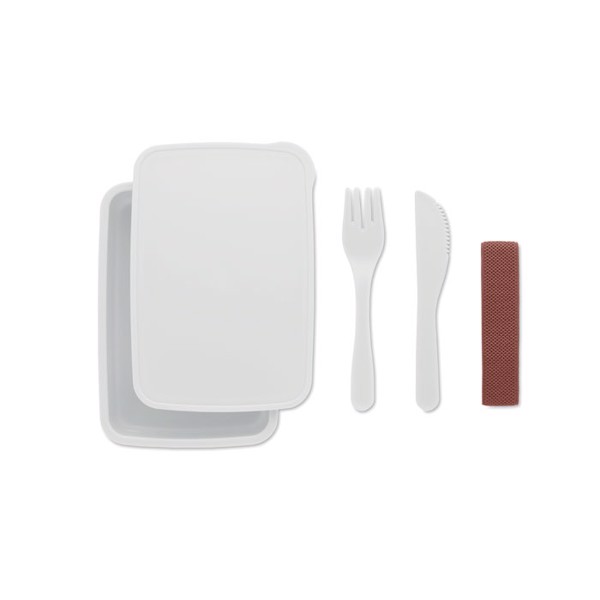 Lunch box with cutlery Sunday - White