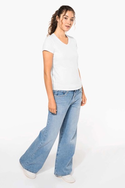 Ladies' Short-Sleeved V-Neck T-Shirt - White / M
