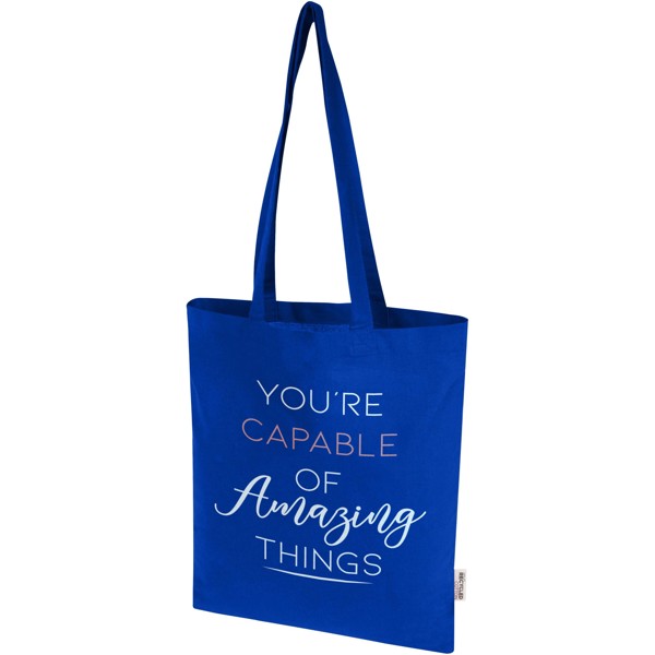 Sac shopping Madras Blend en coton recyclé GRS 140 g/m² - Bleu royal