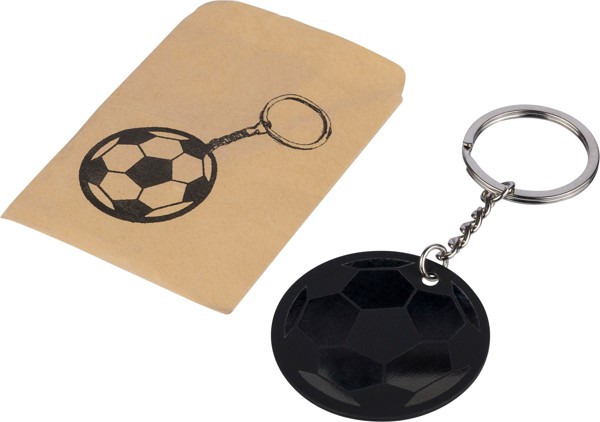 Recyclede roestvrijstalen voetbal sleutelhanger Ciro