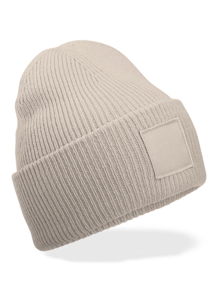 Deep Cuffed Tonal Patch Beanie - Natural Stone