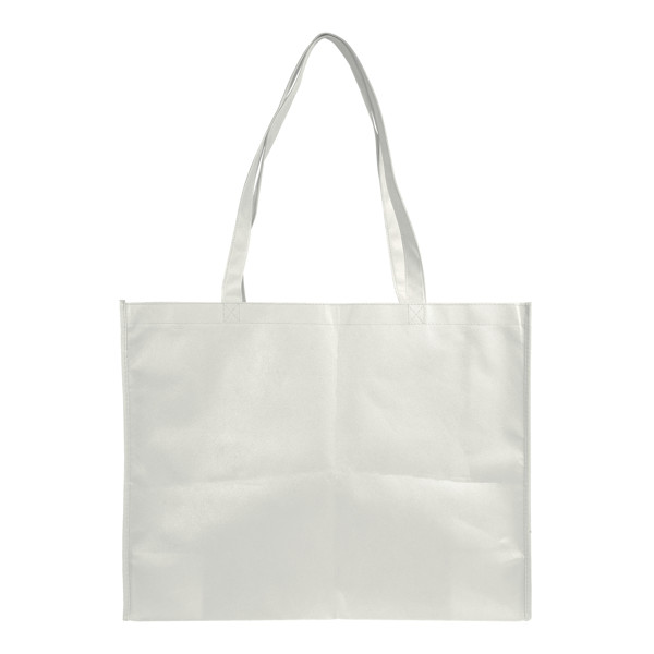 Non Woven Sticked Shopping Bag, Long Handle And Gusset - White