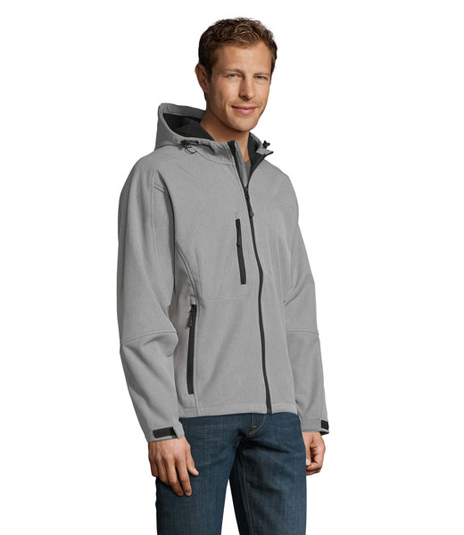 REPLAY MEN HOODED SOFTSHELL - Grey Melange3XL