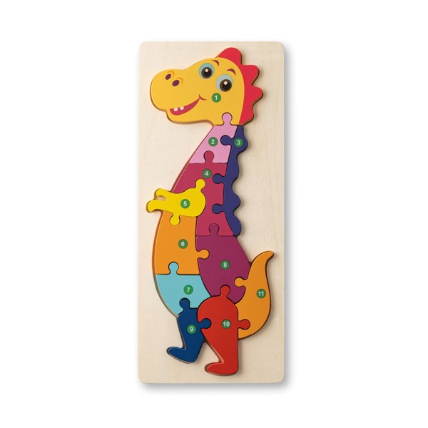 PS - DIPLODOCO. Dinosaur-shaped puzzle in pine plywood