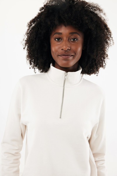 IQONIQ Elgon recycled cotton quarter zip sweater - Ivory White / XXL