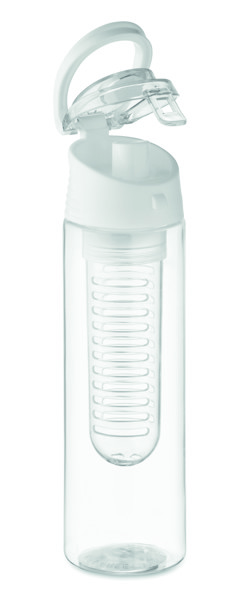 Športna steklenica RPET, 500 ml, nastavek za sadje - Bela