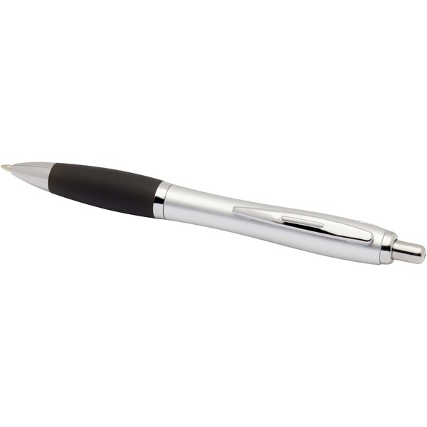 Nash RCS recycled plastic ballpoint pen with silver barrel and coloured grip (black ink) - Black