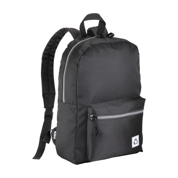 Laptop Backpack In Recycled Pet With A Melange Effect - Black