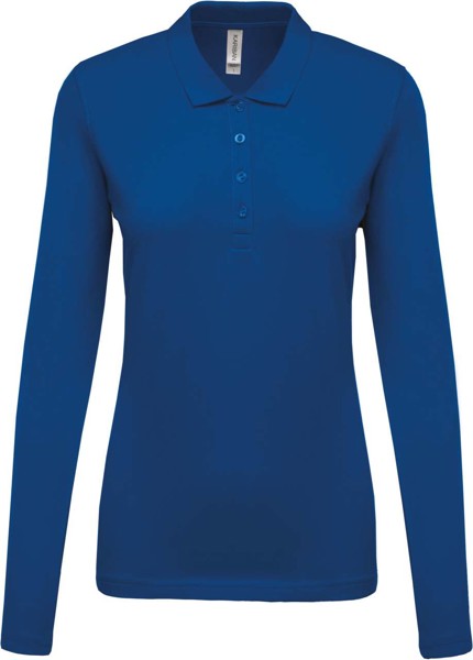 Ladies’ Long-Sleeved Piqué Polo Shirt - Light Royal Blue / M