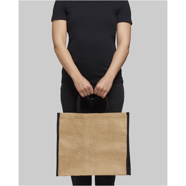 Grand sac shopping en jute Harry 25L - Naturel / Noir