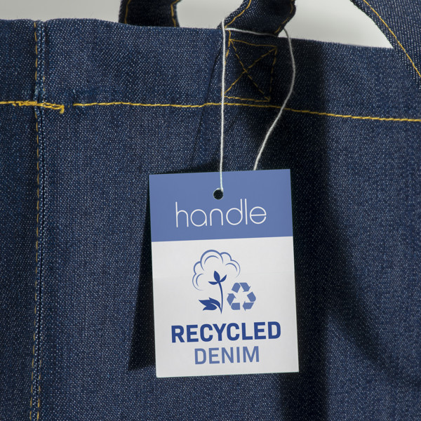 80 G/M2  Denim Recycled Cotton  Shopping Bag, Long Handles