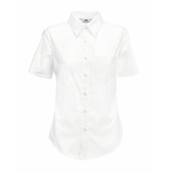 Camisa Poplin Ladies Manga Curta 120G - 55% Algodão/ 45% Poliéster - Branco / XL