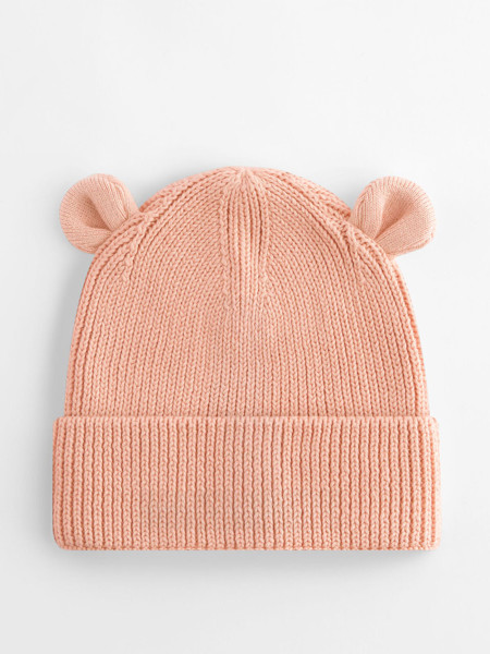 Organic Baby Bear Beanie - Peach / 6-12