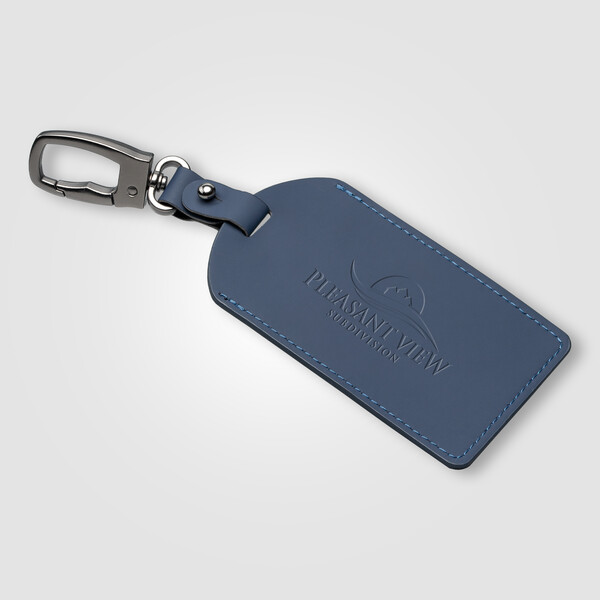 Malmö Recycled Metal Carabiner Luggage Tag - 6.5 x 17.5 cm - Navy Blue / Silkscreen