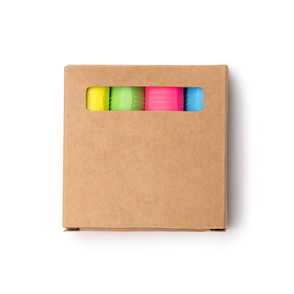 Personalised fluorescent highlighter set kraft box 4 colours