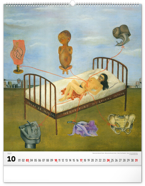 Notique Nástěnný Kalendář Frida Kahlo 2027, 48 x 56 cm