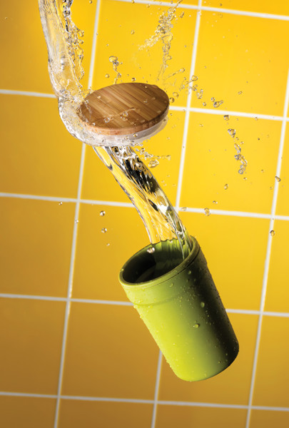Mug 300ml en PP recyclé GRS avec couvercle en bambou - Vert
