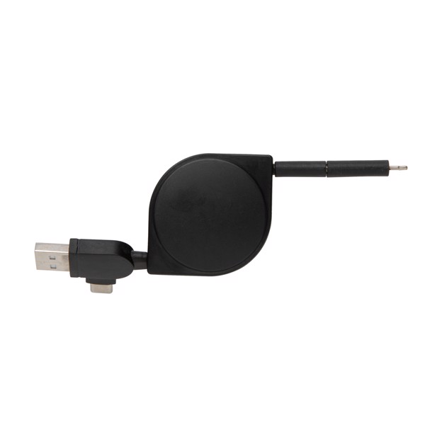 Nabíjecí kabel 6 v 1 z RCS recyklovaného plastu a TPE - Černá