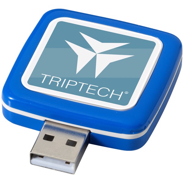 Clé USB rotative square - Bleu / Blanc / 64GB