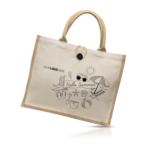 Bolsa De Yute, Con Lona 100% Algodón - Crudo