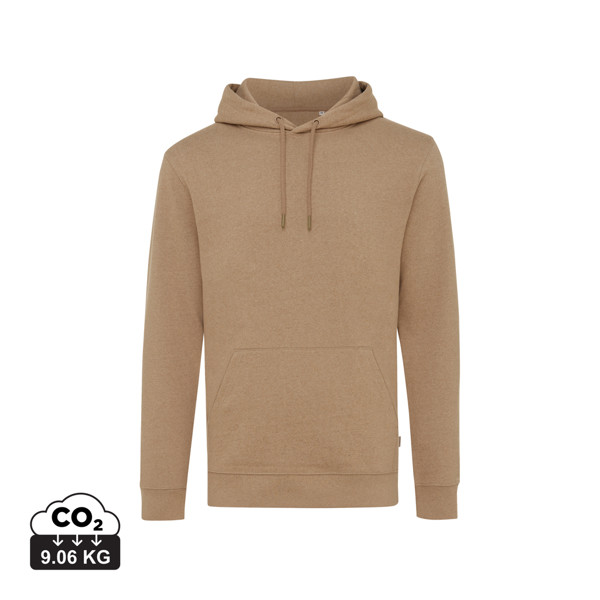 Sweat à capuche en coton recyclé et non teinté Iqoniq Torres - Heather Brown / M