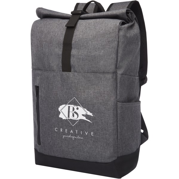 Libra 15,6" GRS recycelter Rolltop Laptop-Rucksack 12L - heather grau / schwarz