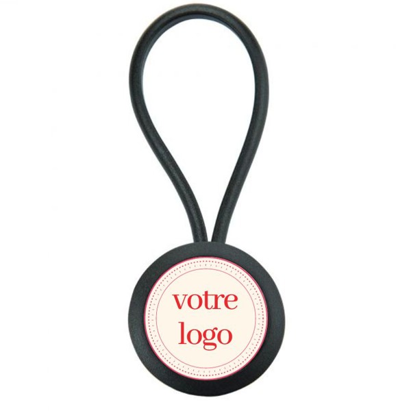 Round 25 mm French key ring - Black