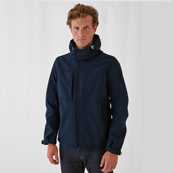 Parka B&C Hooded Softshell 340G - 94% Poliéster Impermeável/ 6% Elastano - Branco / S