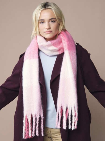 Fluffy Check Scarf - Brown Check