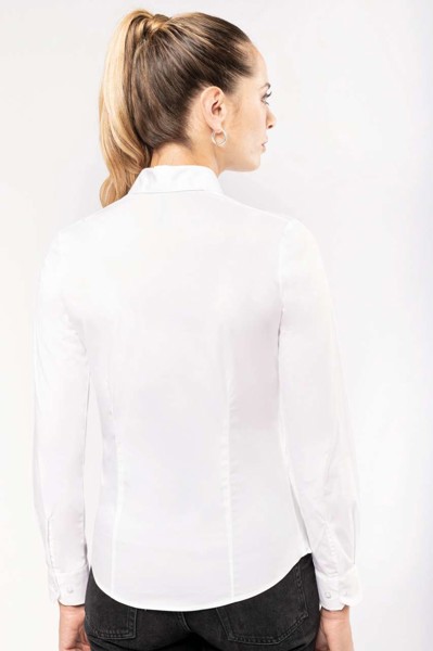 Ladies' Long-Sleeved Stretch Shirt - White / 2XL