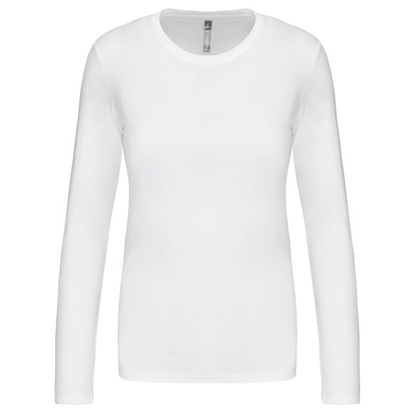 Ladies' Long-Sleeved Crew Neck T-Shirt - White / XL