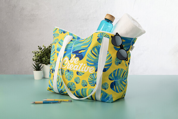 Egyedi Strandtáska SuboShop Playa Zip - Fehér