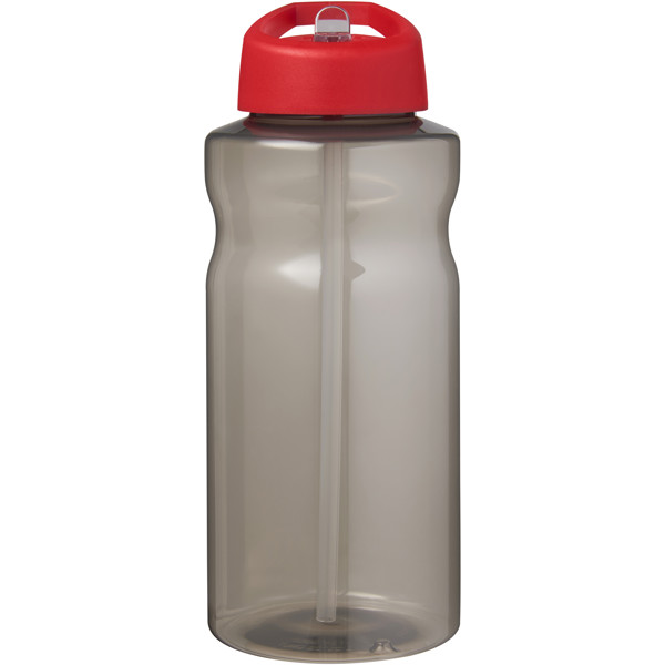 H2O Active® Eco Big Base 1L Sportflasche mit Ausgussdeckel - kohle / rot