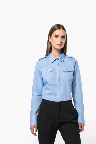 Ladies’ Long-Sleeved Pilot Shirt - White / L