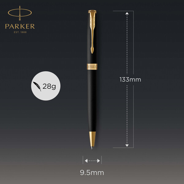 Parker SONNET Ballpoint Pen, Matte Black with Palladium Trim - Gold