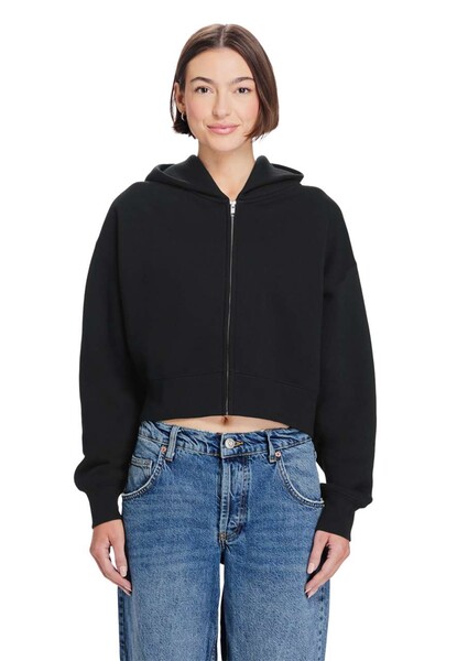 Womens Relaxed Crop Zip - Black / XS