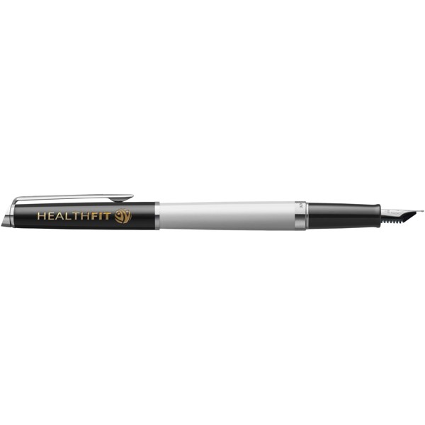 Hemisphere colour blocking fountain pen with palladium trim (blue ink) - White / Solid Black