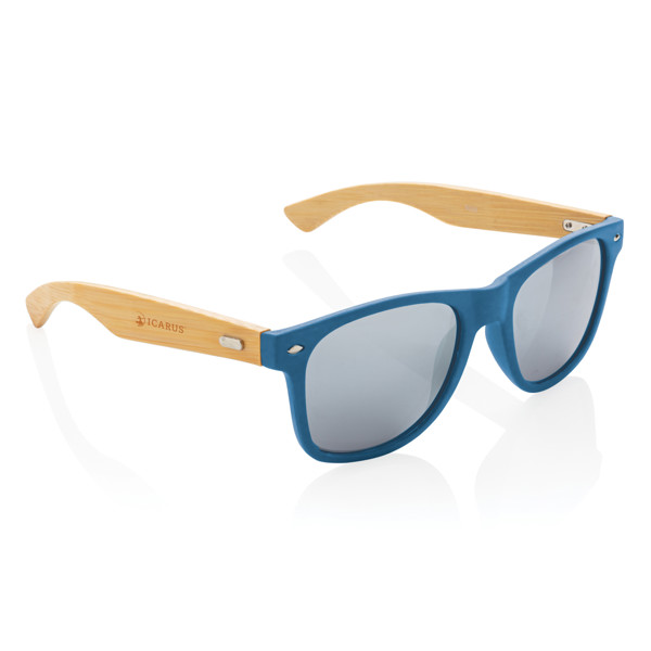 Lunettes de soleil en bambou et plastique recyclé RCS - Bleu