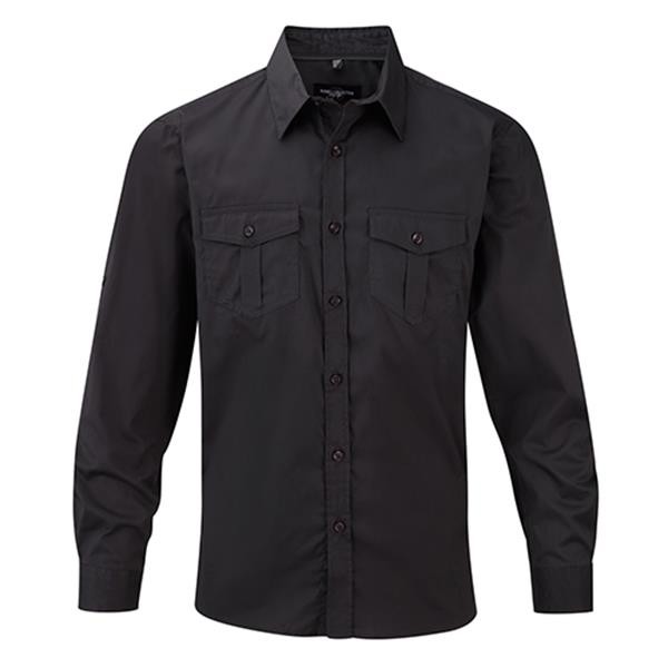 Camisa Homem Manga Comprida 130G - 100% Sarja - Algodão - Cinza Carvão / S