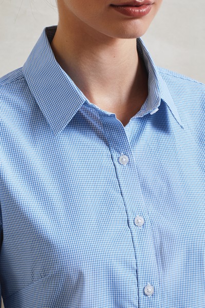 Women's Long Sleeve Gingham Microcheck Shirt - Black / White / 3XL