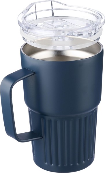 Recycled stainless steel double-walled travel mug (450 ml) Calo - White