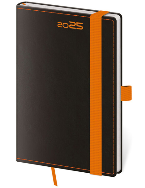 Týdenní diář DB+ 2027, 90x140 - Black Orange