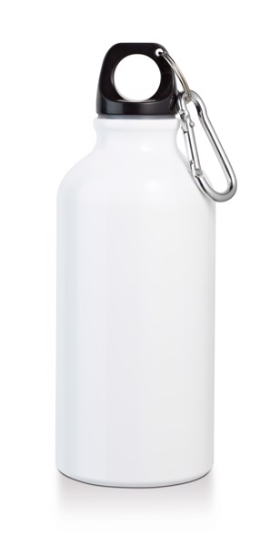 LANDSCAPE. Aluminium sports bottle with carabiner 400 mL - White
