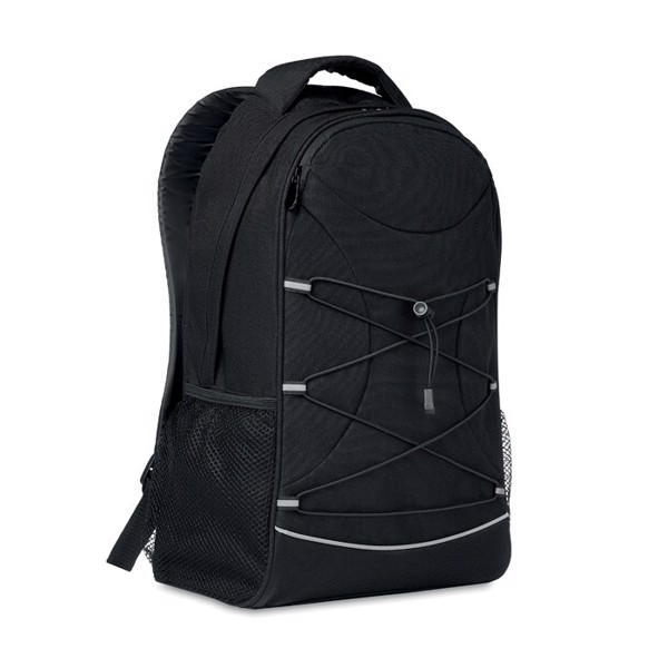 Eco-Friendly 600D RPET Backpack Monte Lomo - with Reflective Panel & Mesh Pockets 