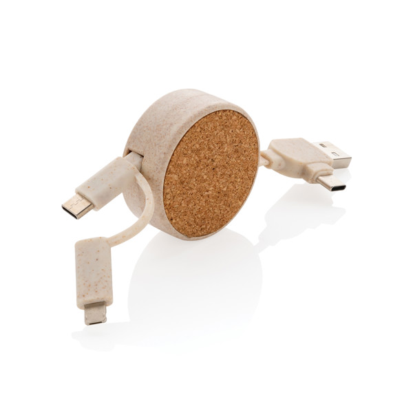 XD - Cork and Wheat 6-in-1 retractable cable