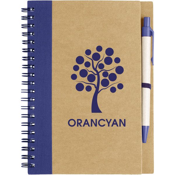 Carnet de notes recyclé avec stylo Priestly - Naturel / Marine